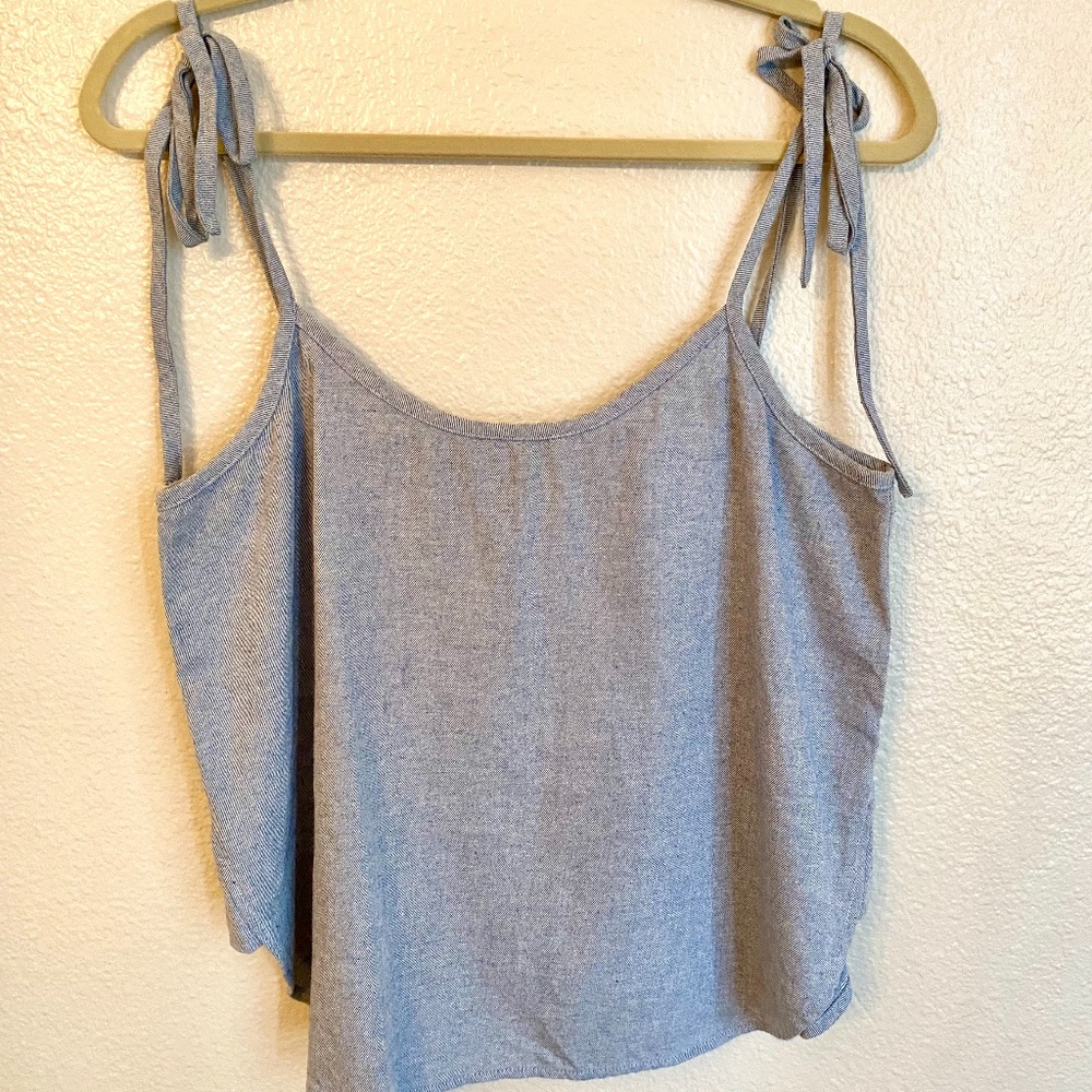 Lucca Couture Tie Strap Tank Top in Denim Blue EUC